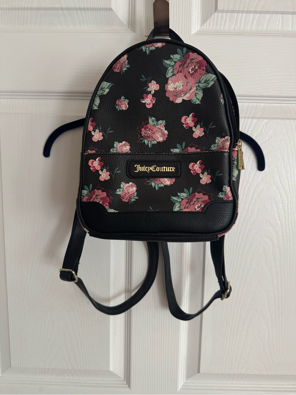 Juicy Couture Black Backpack with Pink Floral Print